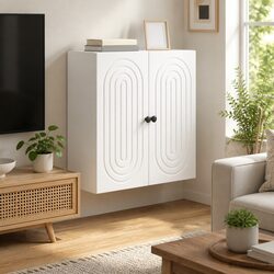 Stylish Wall-Mounted Storage Cabinet in White