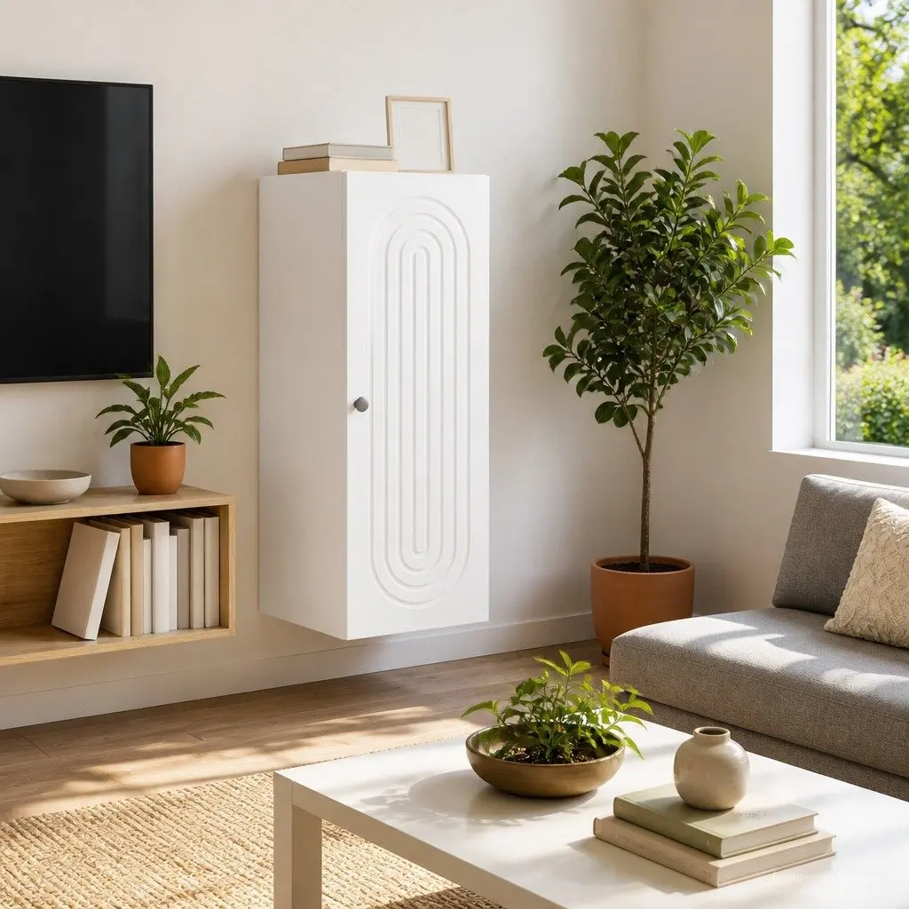 Wall-Mounted Storage Cabinet Engineered Wood 33 x 34.5 x 90 cm White