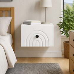 Wall-Mounted Bedside Cabinet White Engineered Wood Storage Drawer Organiser