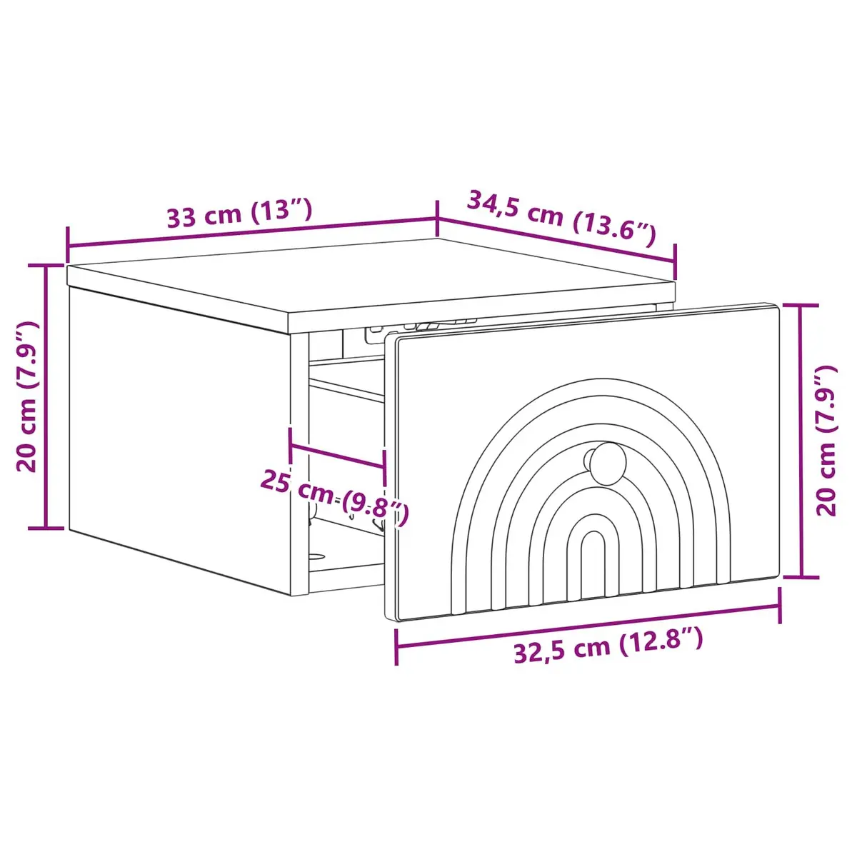 Wall-Mounted Bedside Cabinet in White