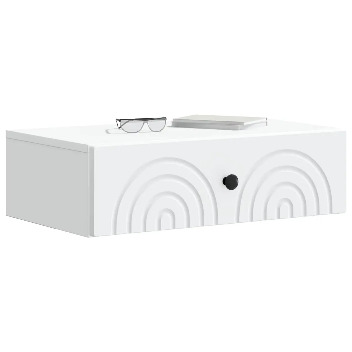 White Wall-Mounted Side Table Storage Cabinet Bedside Stand Engineered Wood 59cm