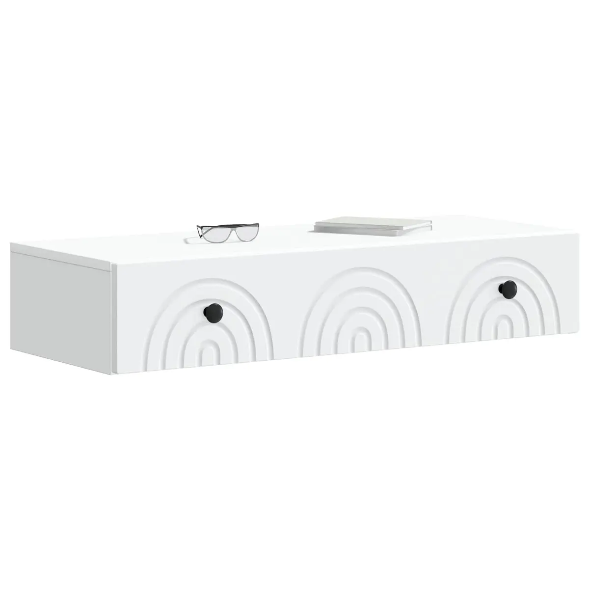 Wall-Mounted Side Table with Storage in White