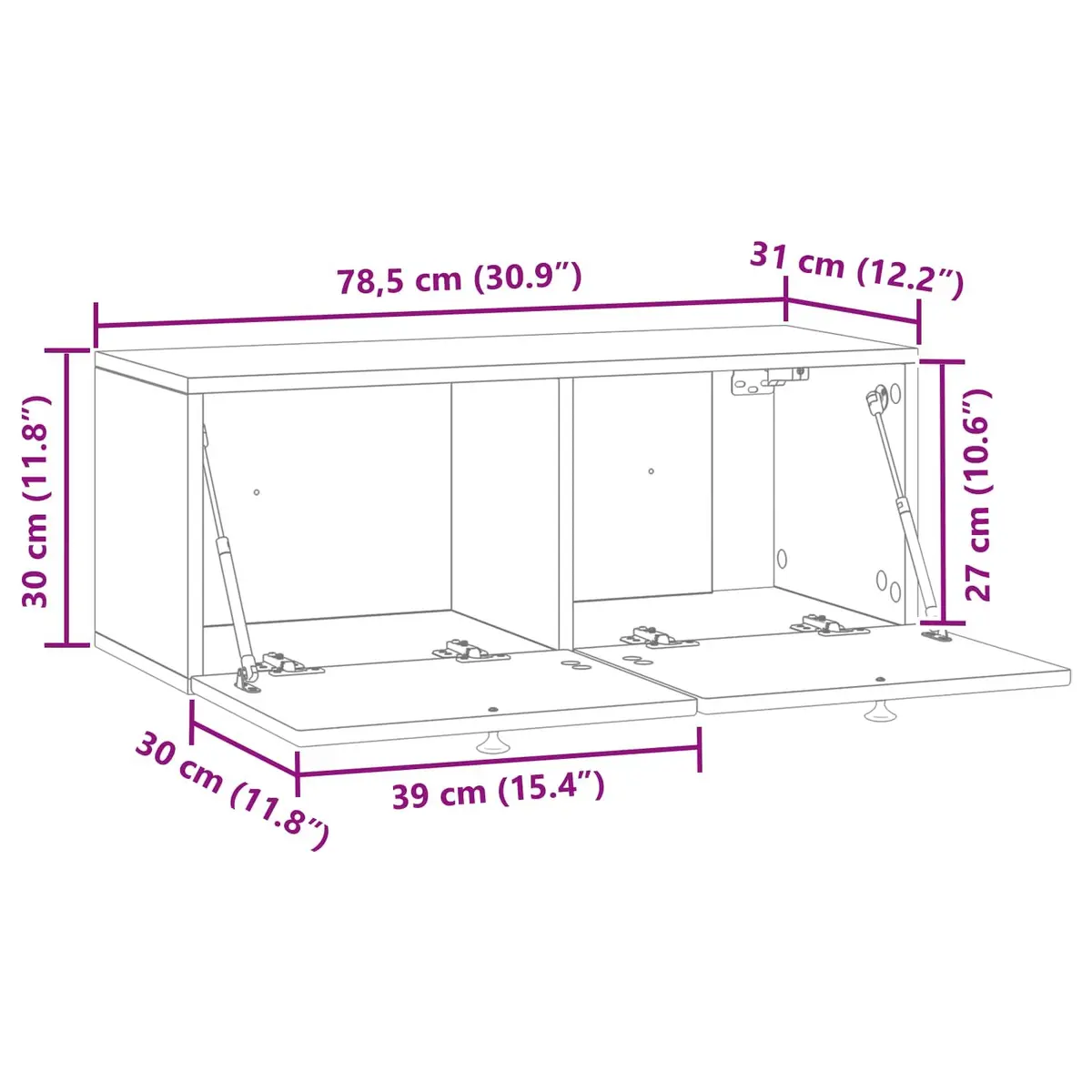 Wall-Mounted TV Cabinet Engineered Wood 78.5 x 31 x 30 cm White
