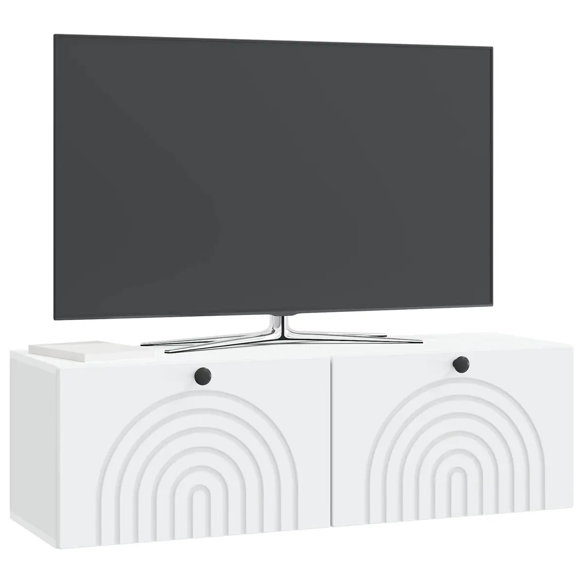 Wall-Mounted TV Cabinet in White Engineered Wood