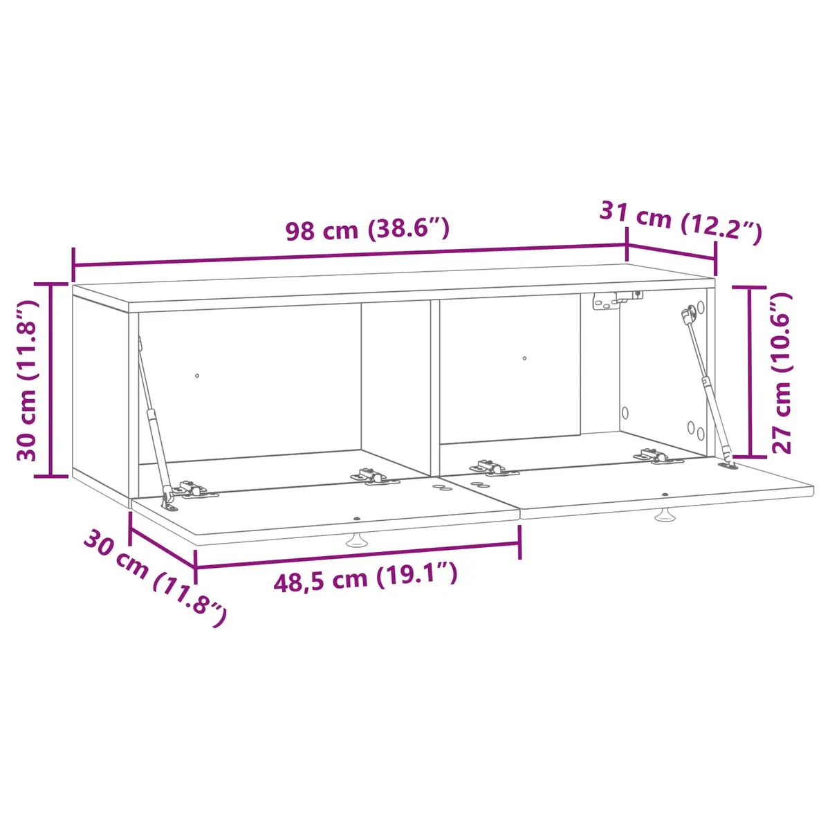 Wall-Mounted TV Cabinet in White Engineered Wood