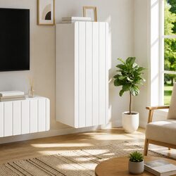 Sturdy White Wall-Mounted Storage Cabinet 33 x 34.5 x 94 cm
