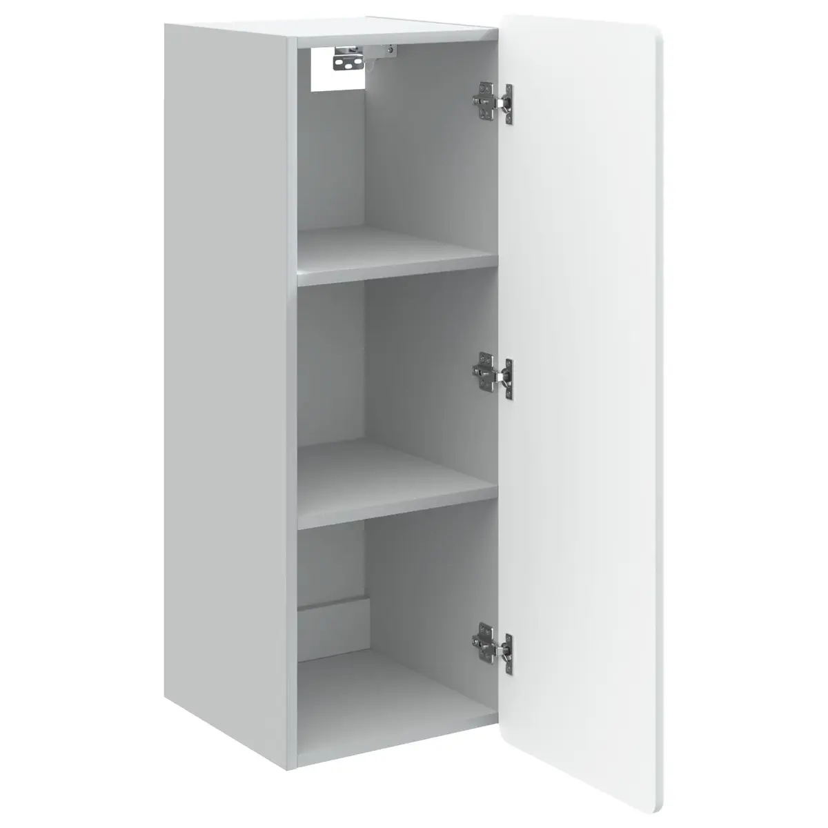 Wall Cabinet Engineered Wood White 33cm x 34.5cm x 94cm Storage with Internal Shelves and 90 Degree Swing Hinge Doors