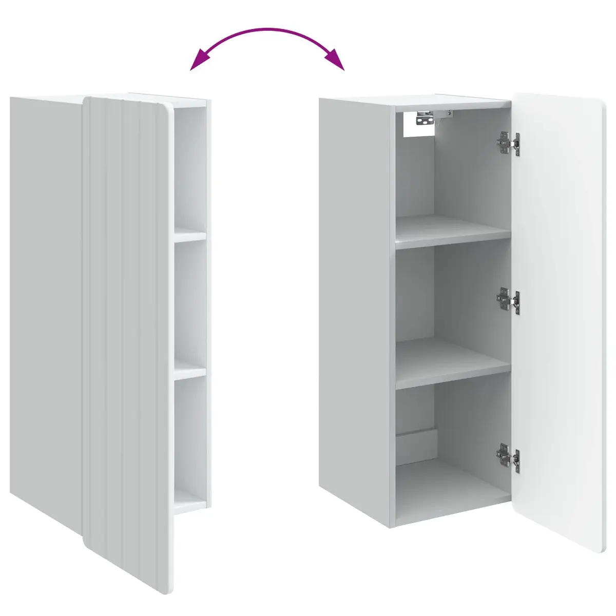 Wall Cabinet Engineered Wood White 33cm x 34.5cm x 94cm Storage with Internal Shelves and 90 Degree Swing Hinge Doors