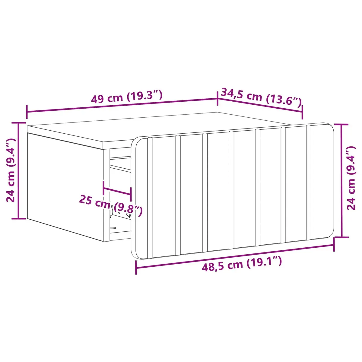White Wall-Mounted Bedside Cabinet with Drawer