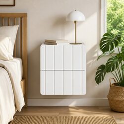 Wall-Mounted Bedside Cabinet White Storage Organiser Nightstand Small Spaces