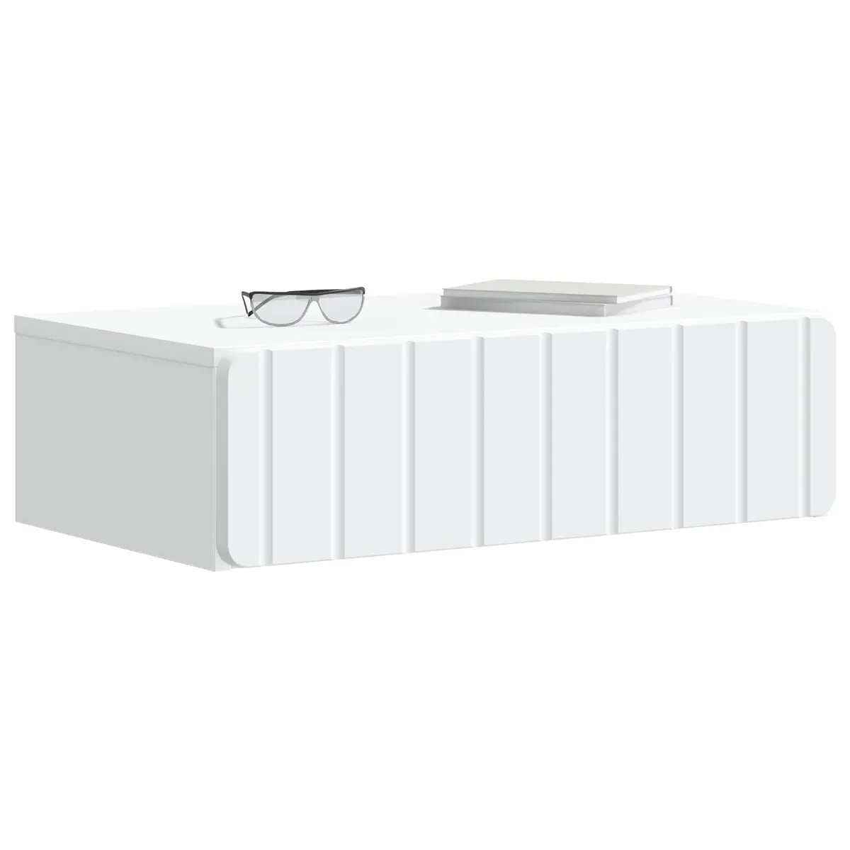 White Wall-Mounted Side Table with Ample Storage