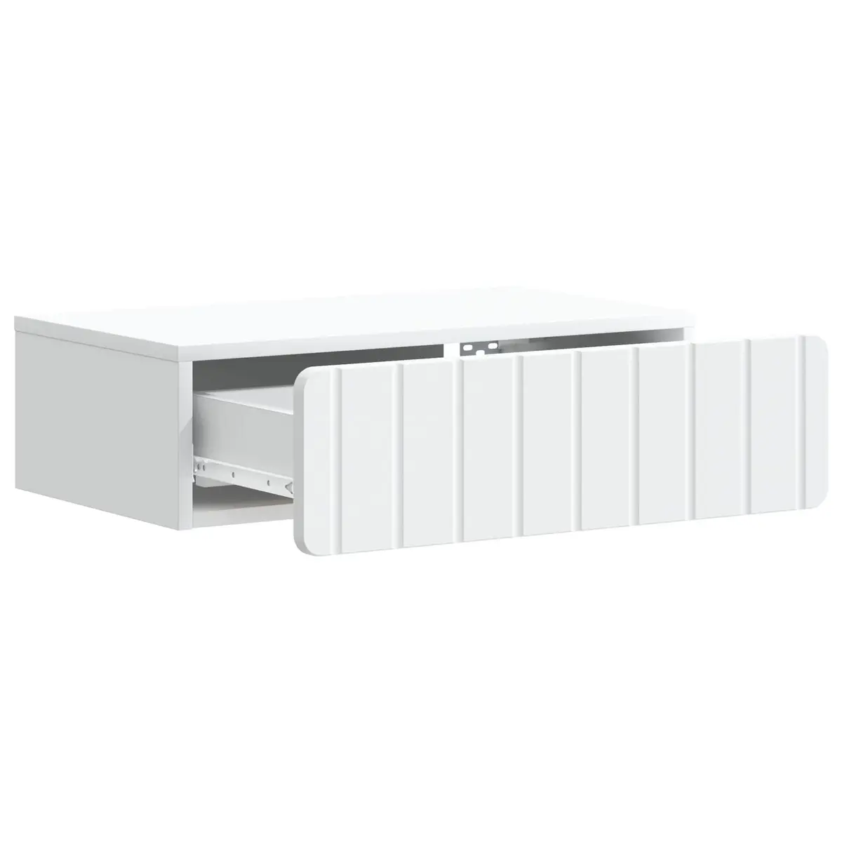 White Wall-Mounted Side Table with Ample Storage
