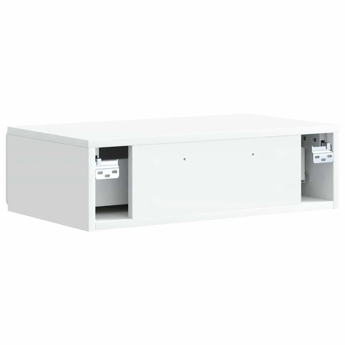 White Wall-Mounted Side Table with Ample Storage