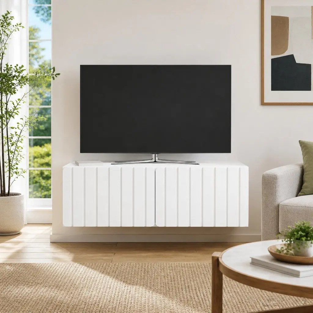 Wall-Mounted TV Cabinet Engineered Wood 98x41x30cm White