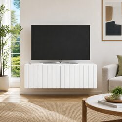 Modern Wall-Mounted TV Cabinet in White, 98x41x30cm