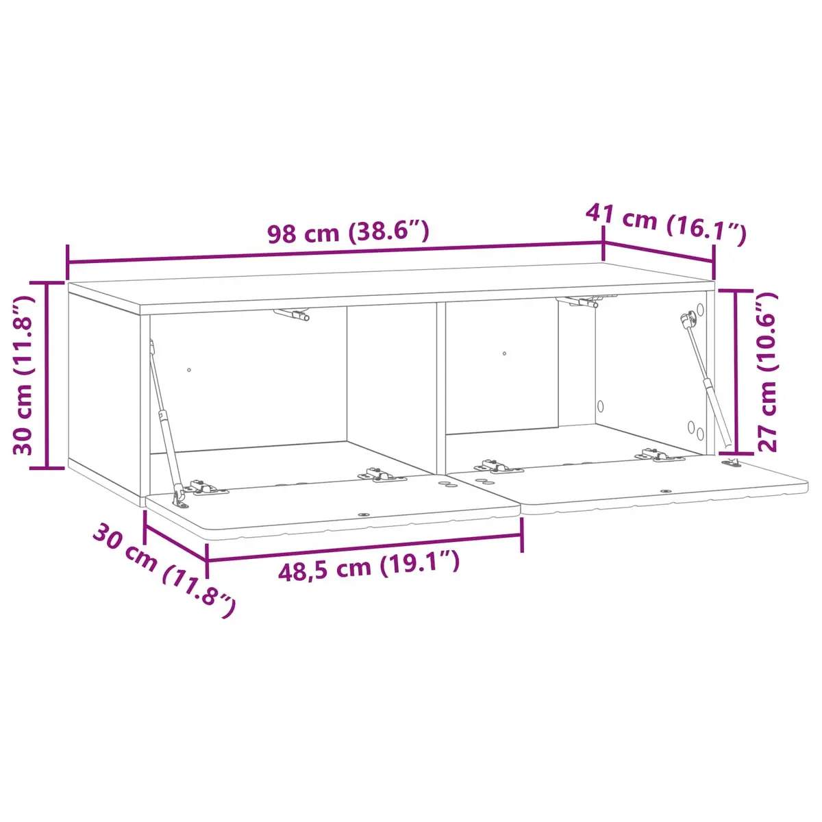Wall-Mounted TV Cabinet Engineered Wood 98x41x30cm White