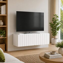 Contemporary White Wall-Mounted TV Cabinet 98x31x30cm