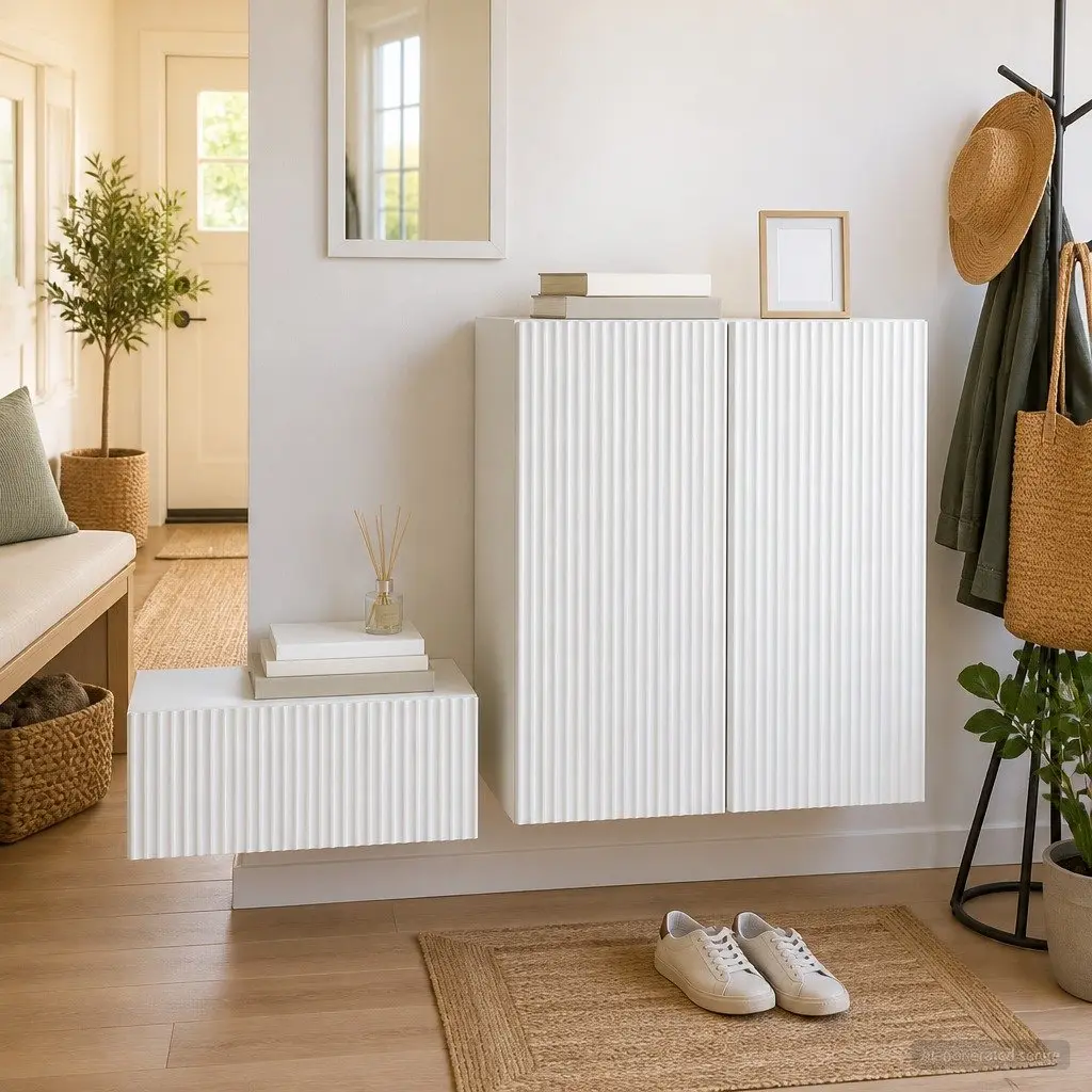 Wall-Mounted Storage Cabinet Engineered Wood 59x31x60cm White Organiser Shelf