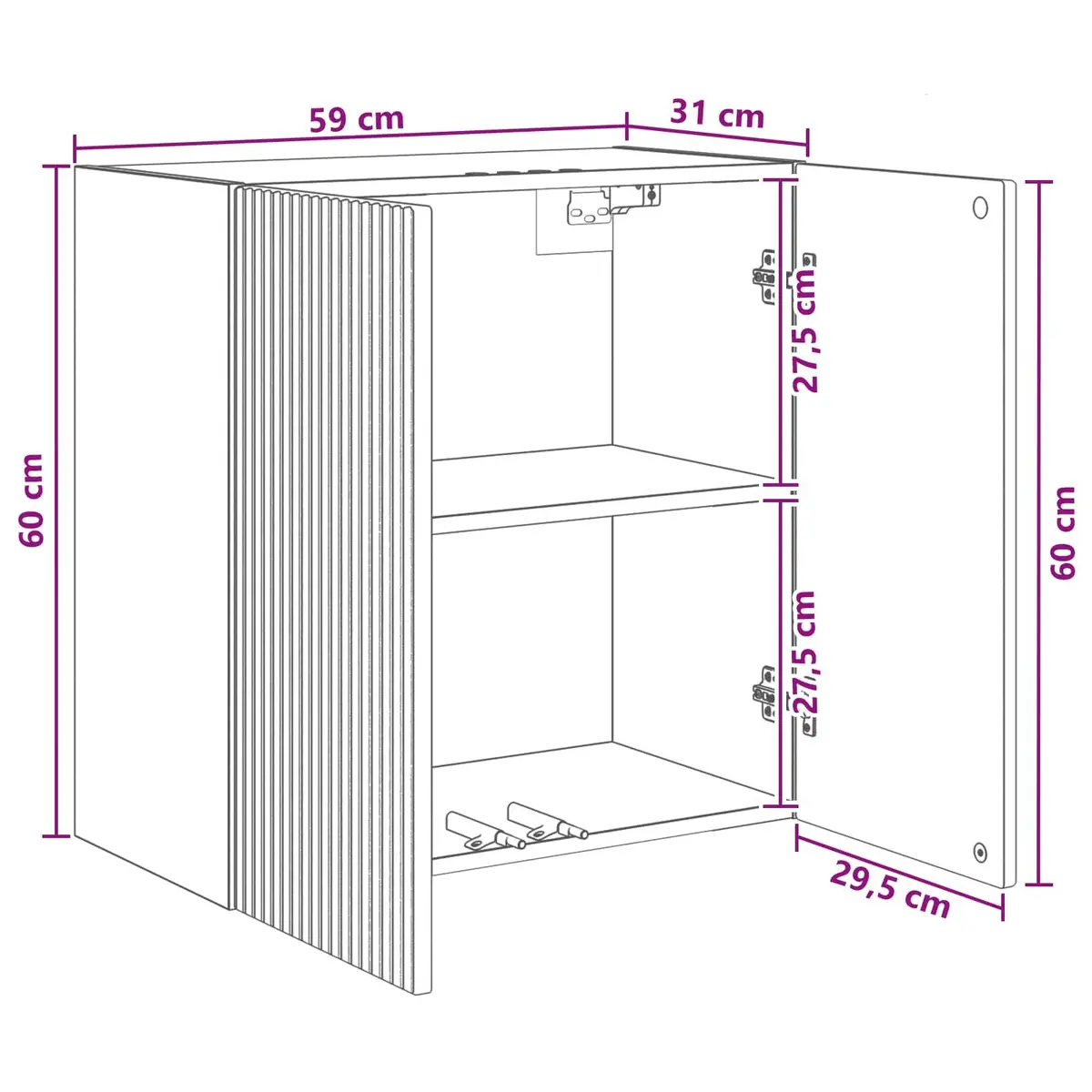 Wall-Mounted Storage Cabinet Engineered Wood 59x31x60cm White Organiser Shelf