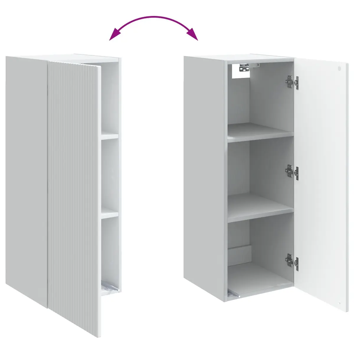 White Wall Storage Cabinet with LED Lights