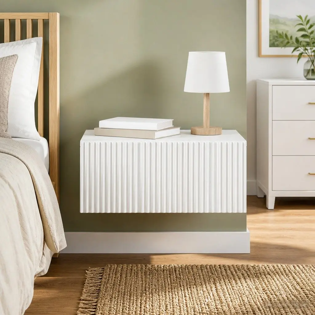 Wall-Mounted Bedside Cabinet in White