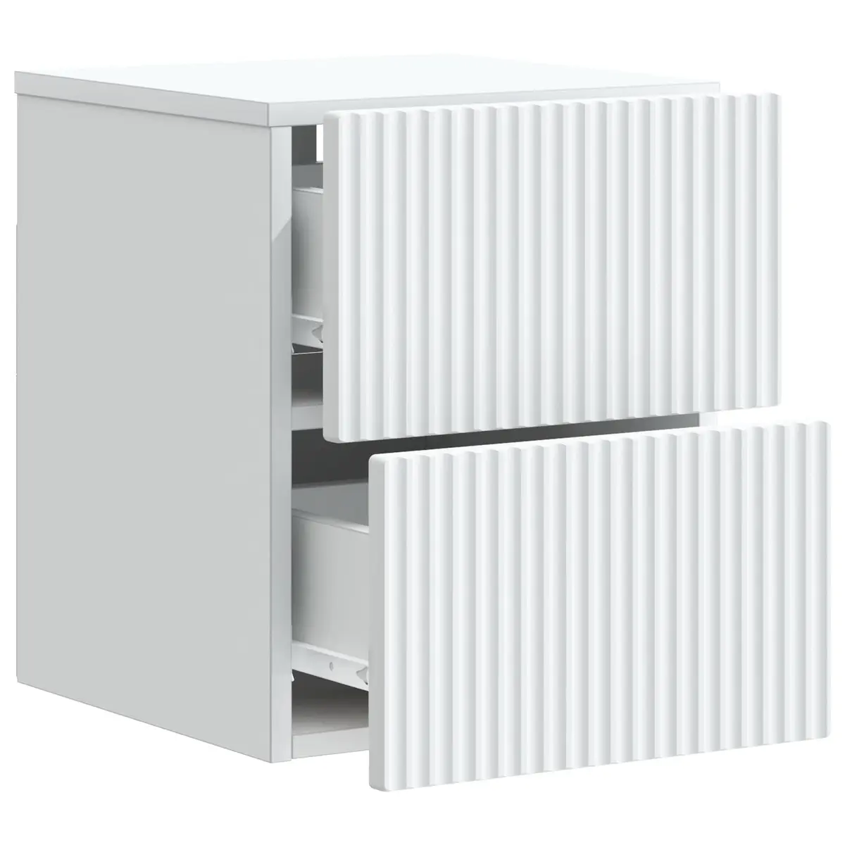 Wall-Mounted Bedside Cabinet in White Wood