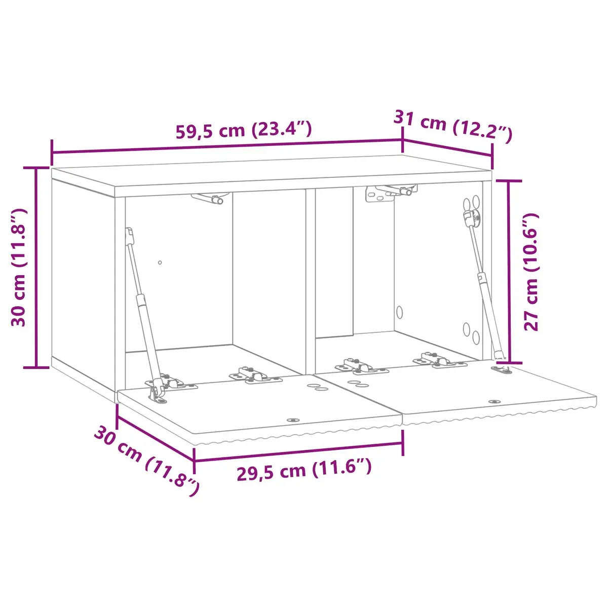 Wall-Mounted TV Cabinet Engineered Wood 59.5 x 31 x 30 cm White
