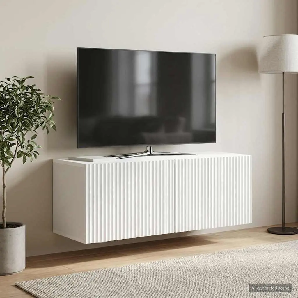 White Wall-Mounted TV Cabinet for Living Spaces