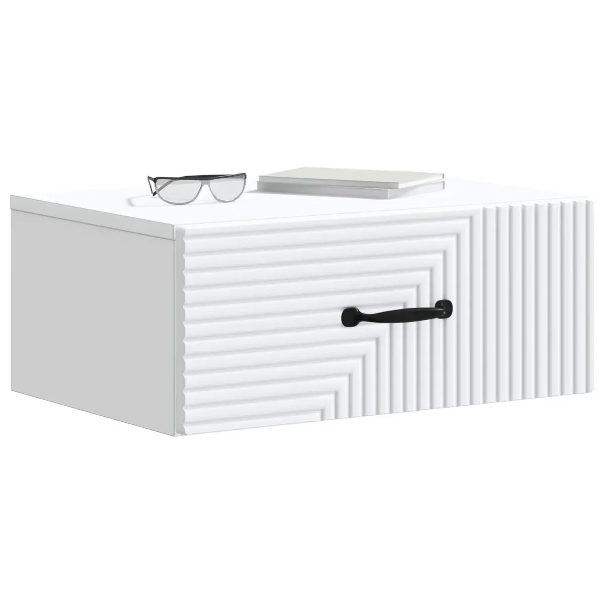 Wall-Mounted White Bedside Cabinet for Storage