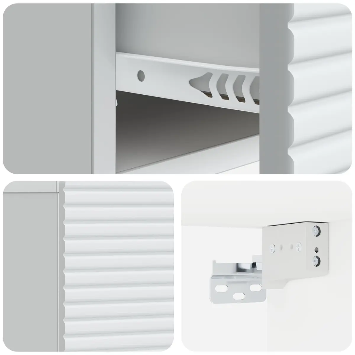 Wall-Mounted White Bedside Cabinet for Storage