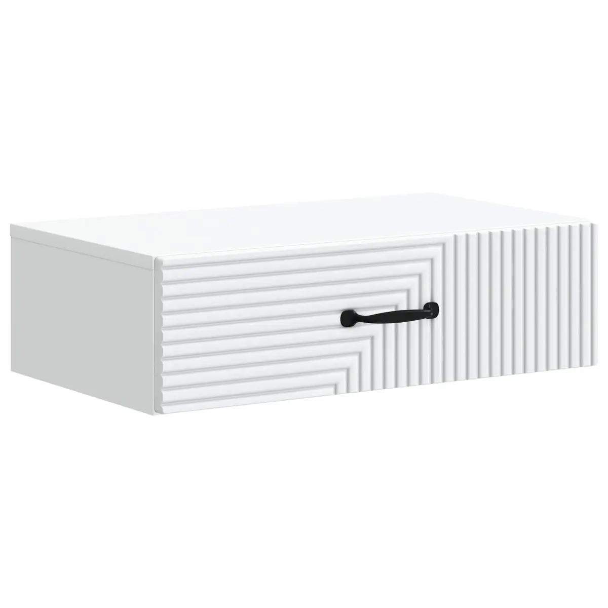 White Wall-Mounted Side Table with Drawer