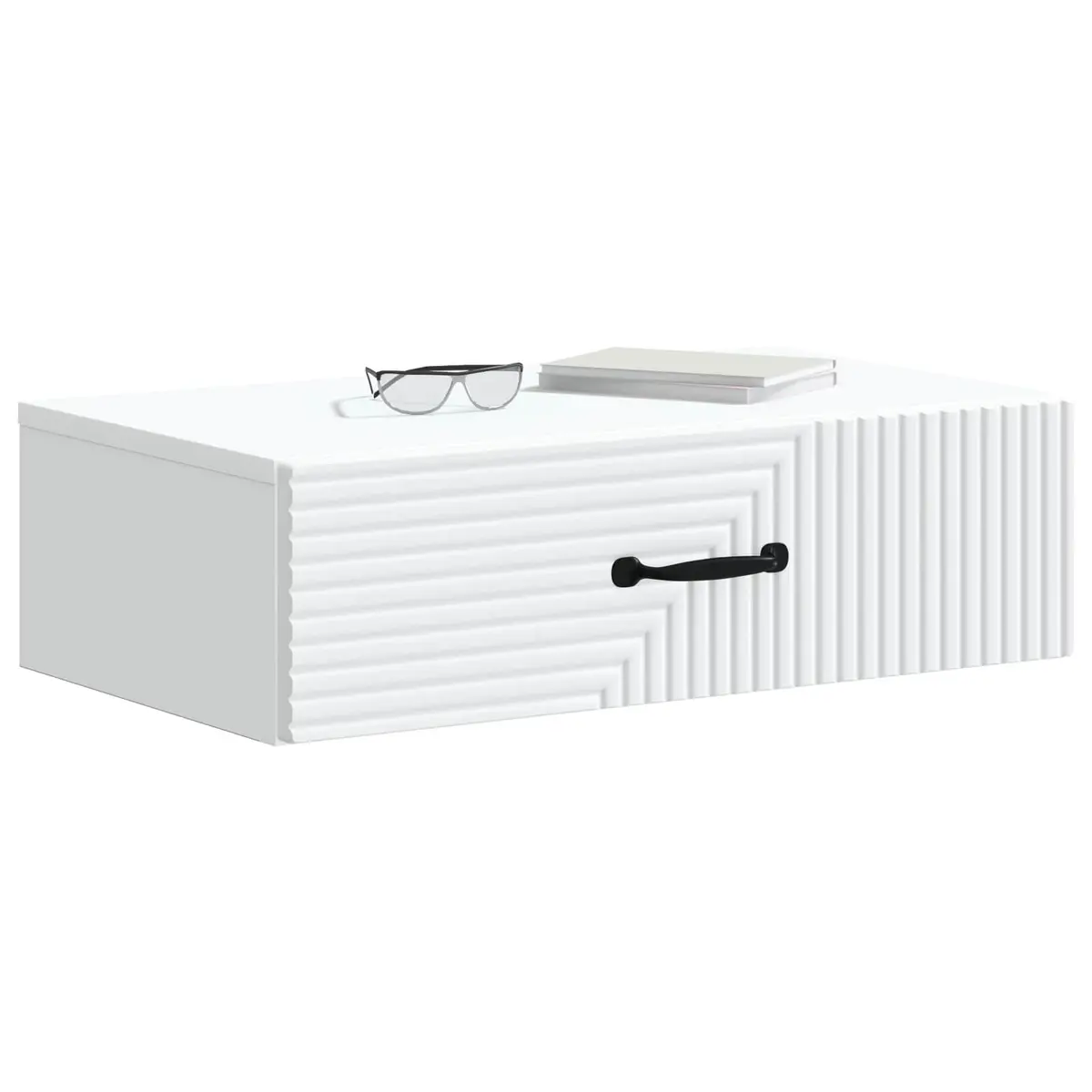 White Wall-Mounted Side Table with Drawer