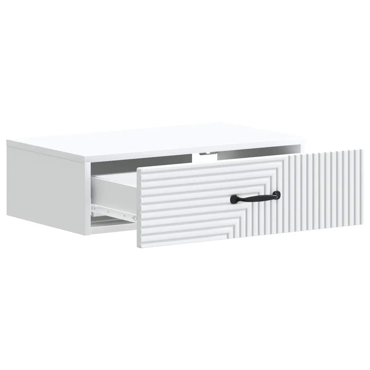 White Wall-Mounted Side Table with Drawer