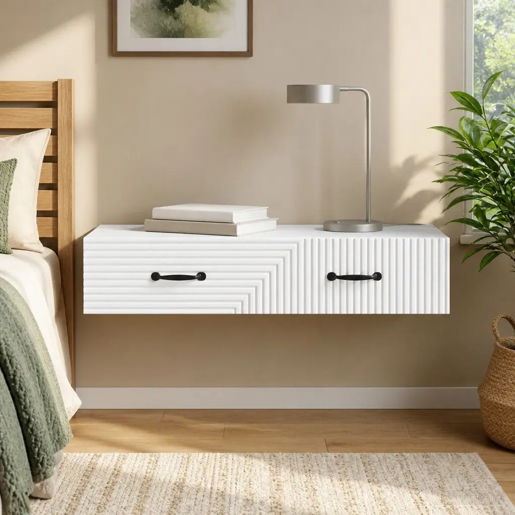 Wall-Mounted Side Table with Storage Drawer