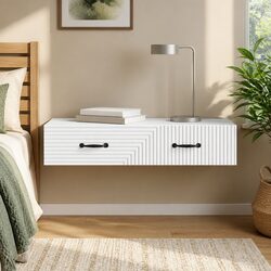 Durable Wall-Mounted Side Table with Storage Drawer