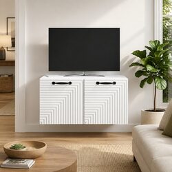 Wall-Mounted TV Cabinet White Modern Living Room Storage Unit 59.5 x 41 x 30cm