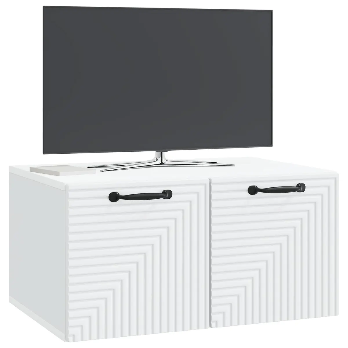 White Wall-Mounted TV Cabinet with Storage