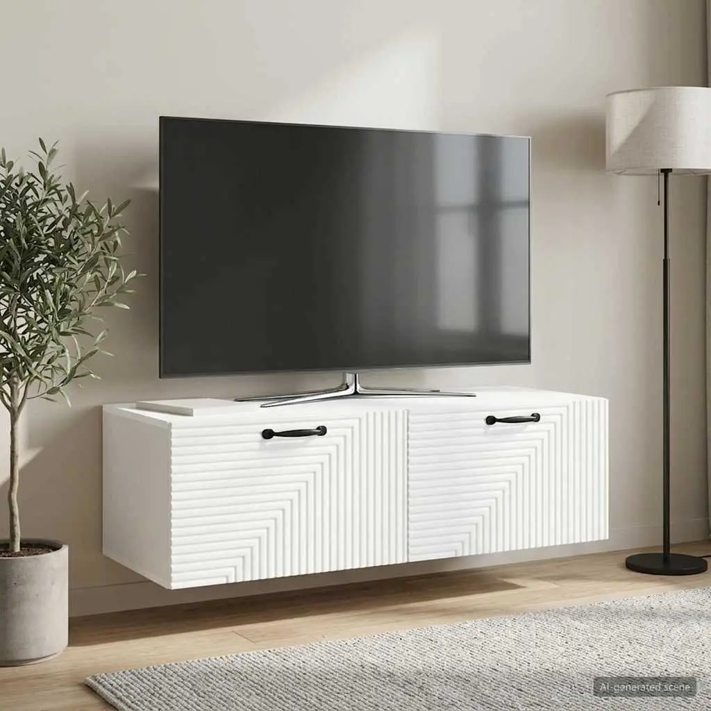 White Wall-Mounted TV Cabinet for Storage