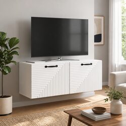 White Modern Wall-Mounted TV Cabinet for Stylish Living