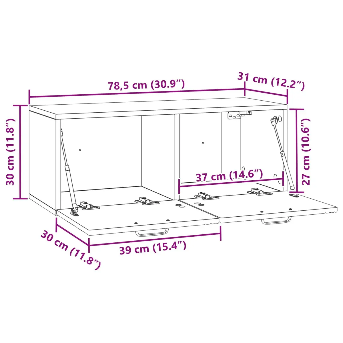 Wall-Mounted TV Cabinet Engineered Wood 78.5 x 31 x 30cm White