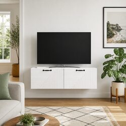 Wall-Mounted TV Cabinet White Modern Living Room Storage Unit 98 x 31 x 30 cm
