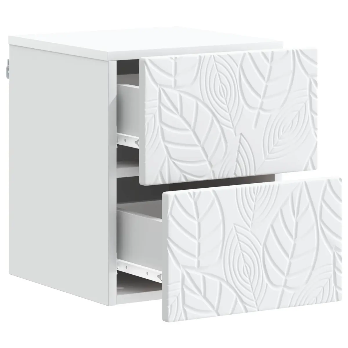 Wall-Mounted Bedside Cabinet White Modern Bedroom Storage Drawers 34.5x33x40cm