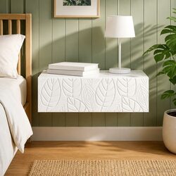 Wall-Mounted White Side Table with Storage Drawers