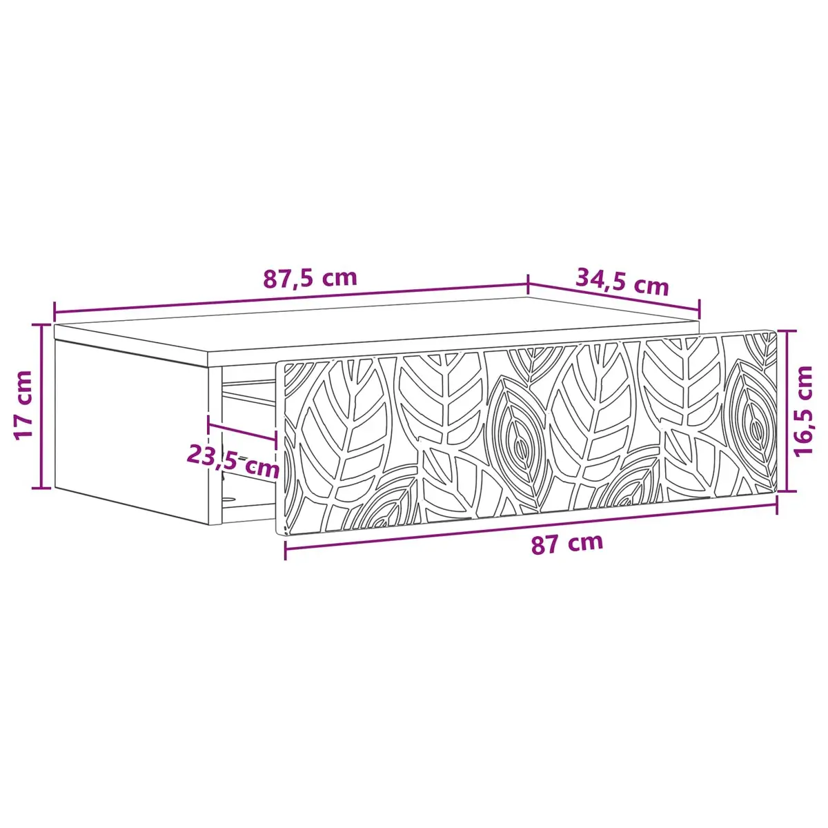Wall-Mounted Side Table with Drawers for Storage
