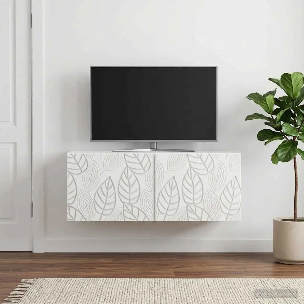 Wall-Mounted TV Cabinet Engineered Wood 98x41x30cm White