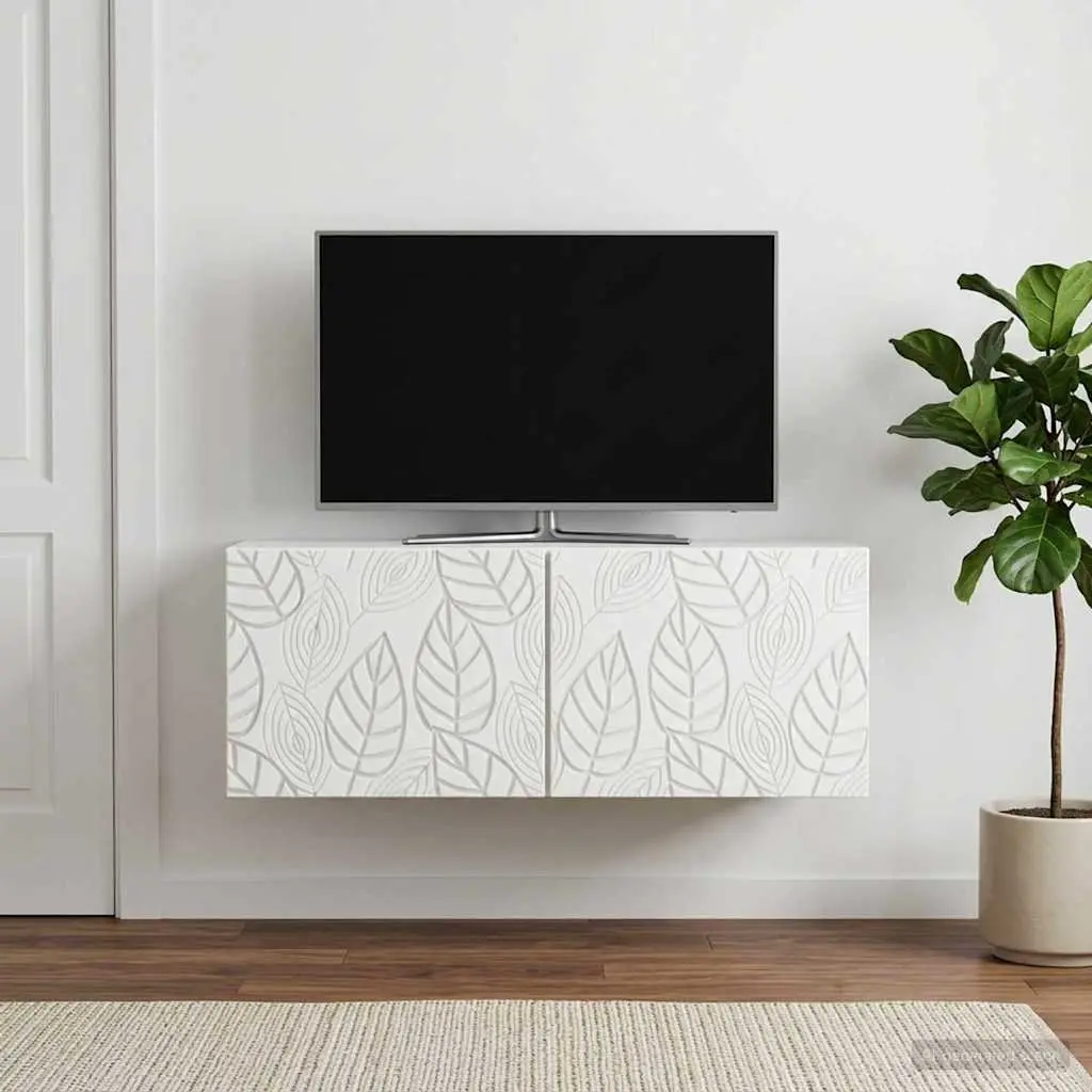 Wall-Mounted TV Cabinet in White 59.5 x 31 cm