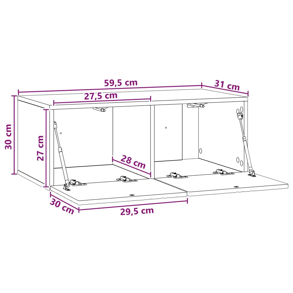 Wall-Mounted TV Cabinet in White 59.5 x 31 cm
