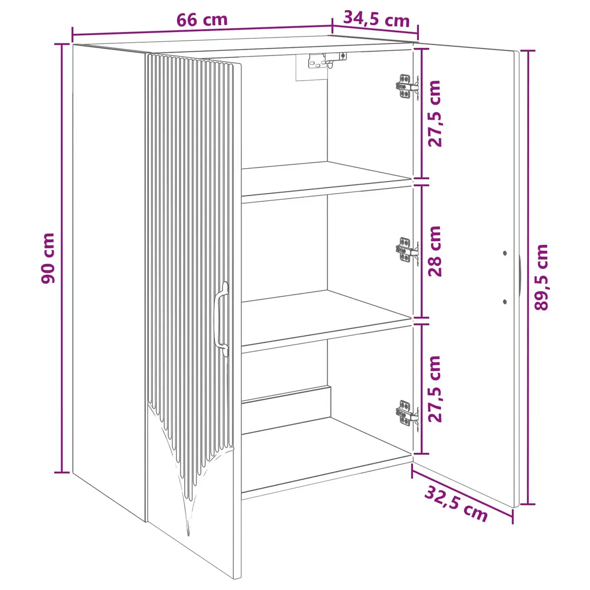 Wall-Mounted Cabinet Engineered Wood 66 x 34.5 x 90 cm White