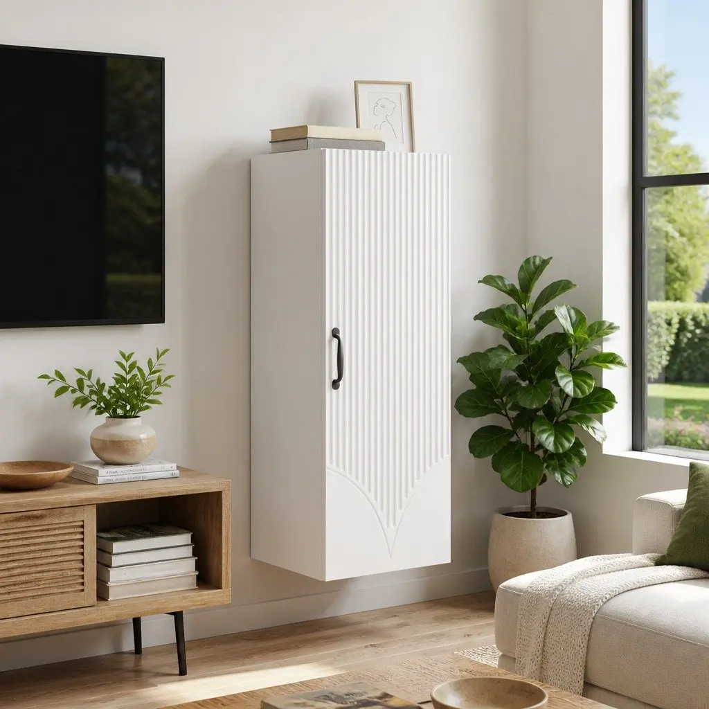 Wall-Mounted Storage Cabinet in White Finish