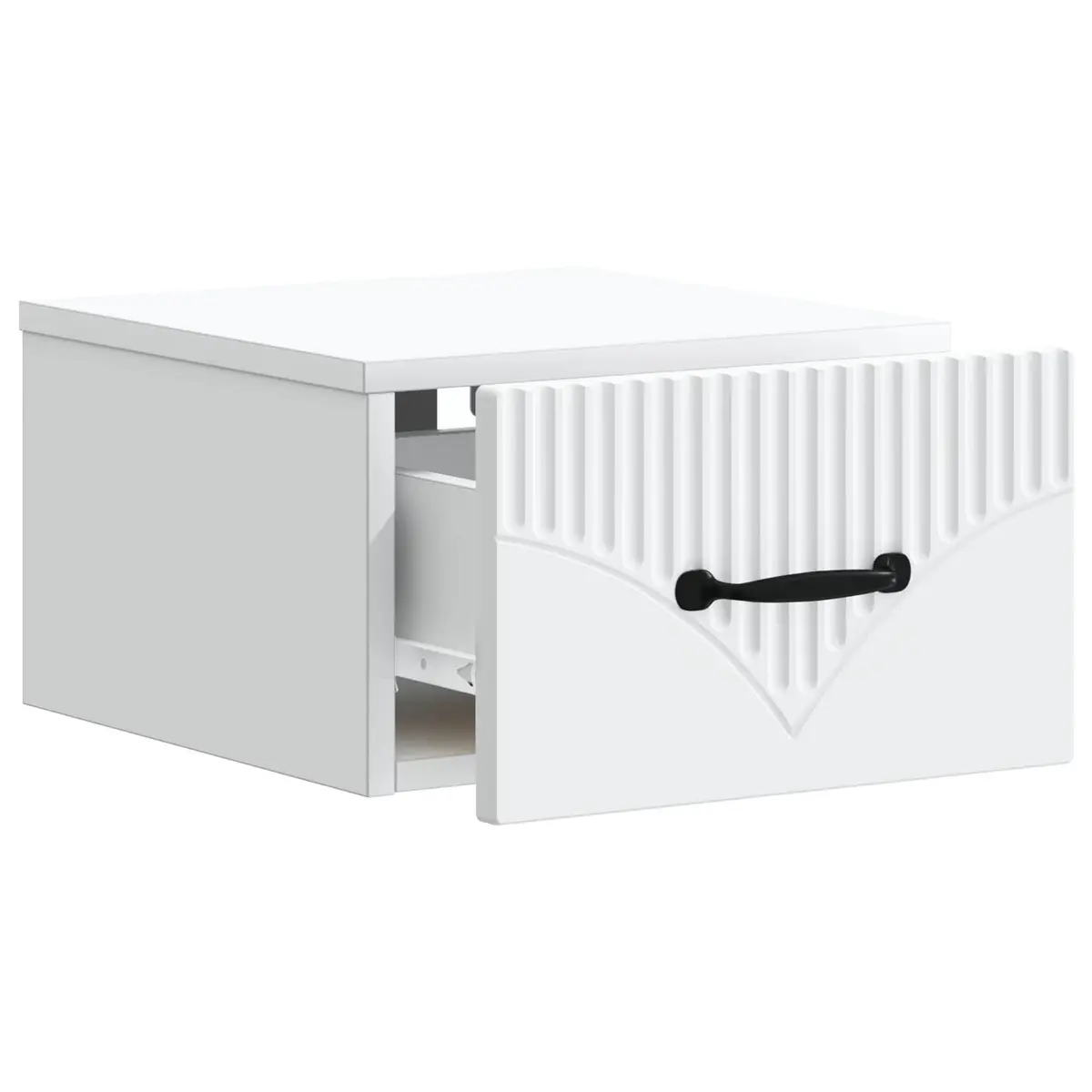 White Wall-Mounted Bedside Cabinet with Drawer